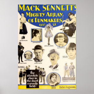 Affiche 1927 Mack Sennett Studio exposant et comédiens
