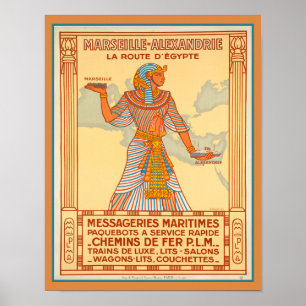 Affiche 1927 Marseille Alexandrie Egypt Travel