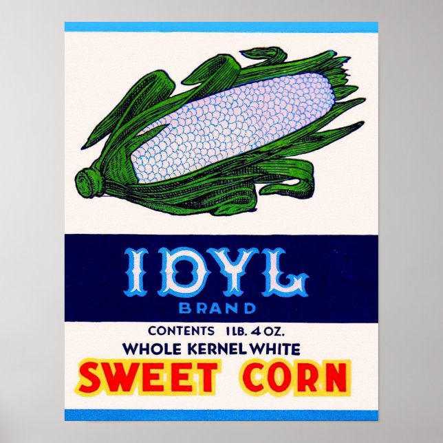 Affiche 1930 Idyl Sweet Corn étiquette (Devant)