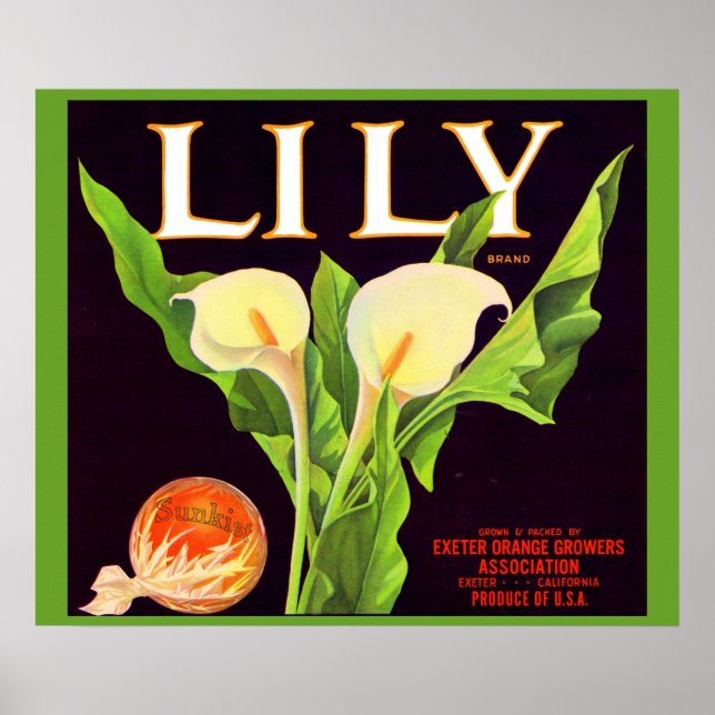 Affiche 1930 Lily orange crate étiquette (Devant)