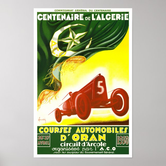 Affiche 1930 Oran Grand Prix vintage racing (Devant)