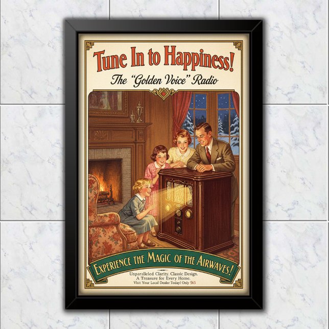 Affiche 1930 Vintage Golden Voice Radio Advertising (Créateur téléchargé)