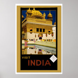 Affiche 1930 Visite Inde Maison de Delhi - Classique Ancie