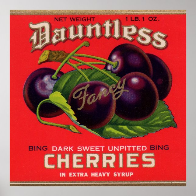 Affiche 1930s Cerises innombrables dans le sirop lourd peu (Devant)