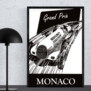Affiche 1930s Race Car Vintage Retro Grand Prix Monaco