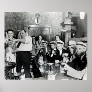 AFFICHE 1933 INTERDICTIONS FINS - TAPS FLOWING - CHEERS!