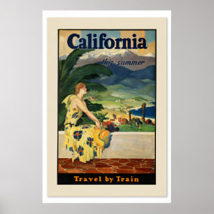 Affiche 1934 Californie Voyage en train cet été