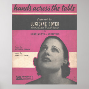 Affiche 1934 Mains sur la table