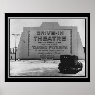 Affiche 1935 Premier Drive-In Theatre B&W Print