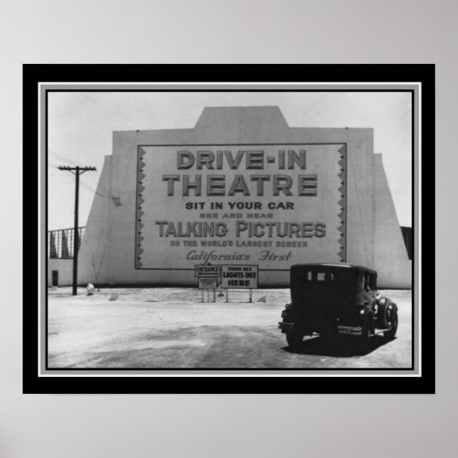 Affiche 1935 Premier Drive-In Theatre B&W Print (Devant)