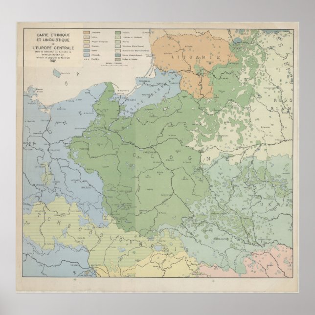Affiche 1937 Linguistic Map of Central and Eastern Europe, (Devant)