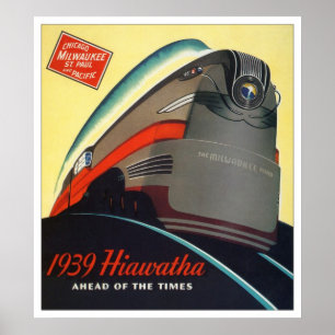 Affiche 1939 de locomotive de Hiawatha