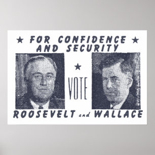 Affiche 1940 Vote Roosevelt + Wallace, gris
