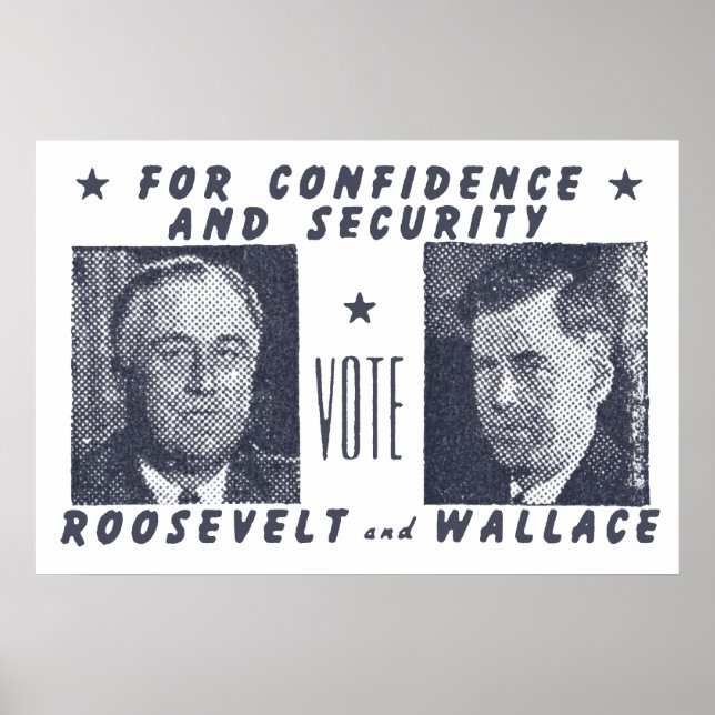 Affiche 1940 Vote Roosevelt + Wallace, gris (Devant)
