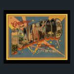 Affiche 1940's Hollywood Postcard 16x20<br><div class="desc">Nostalgic & colorful 1940 "Greetings from Hollywood" Postcard -Seen here as 16x20 poster and available on other sizes and canvas.</div>