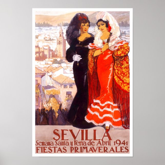Affiche 1941 Seville Spain vintage travel (Devant)
