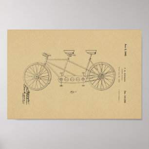 Affiche 1945 copies vintages d'art de brevet de bicyclette