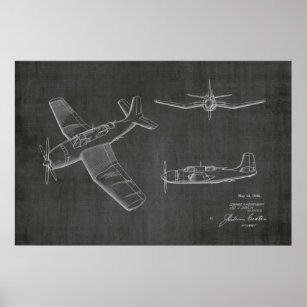 Affiche 1946 Brevet d'art d'avion militaire Imprimer