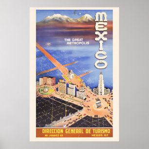 Affiche 1946 Mexique La Grande Métropole Style Vintage