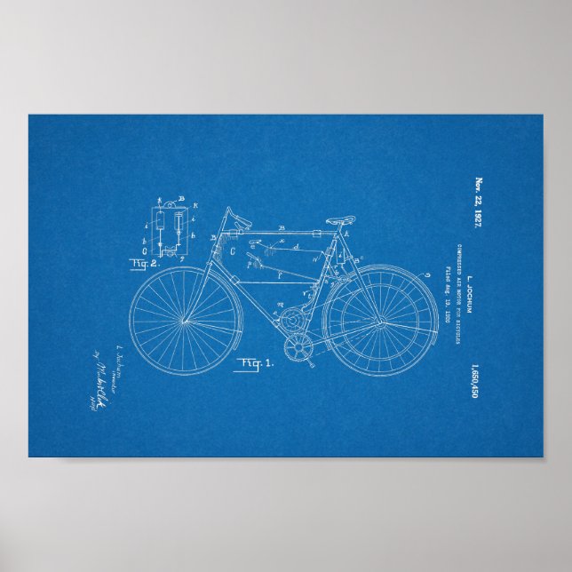 Affiche 1948 Vintage Schwinn Bicycle Brevet Blueprint Art (Devant)