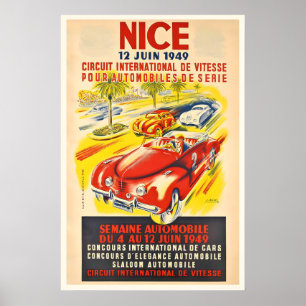 Affiche 1949 Grand Prix de Nice Circuit Automobile France