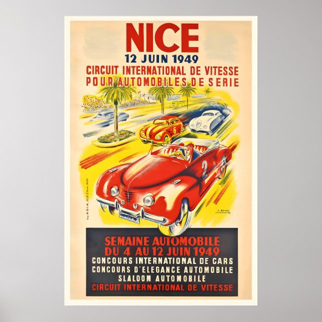 Affiche 1949 Grand Prix de Nice Circuit Automobile France (Devant)
