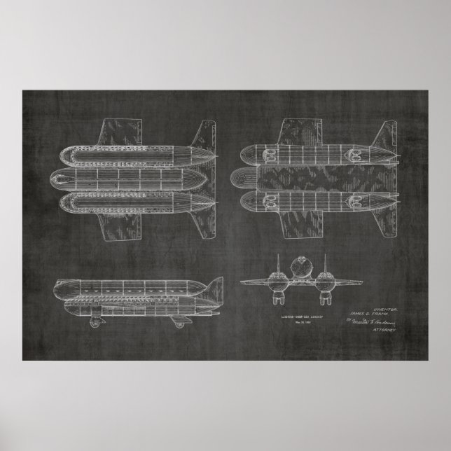 Affiche 1950 Aéronefs Brevet d'art d'avion Imprimer (Devant)