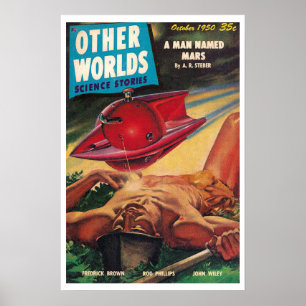 AFFICHE 1950! AUTRES MONDES SCI FI PULP