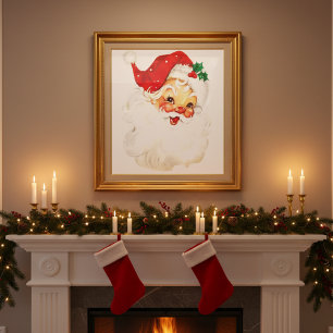 Affiche 1950 Moyen siècle Vintage classique Père Noël