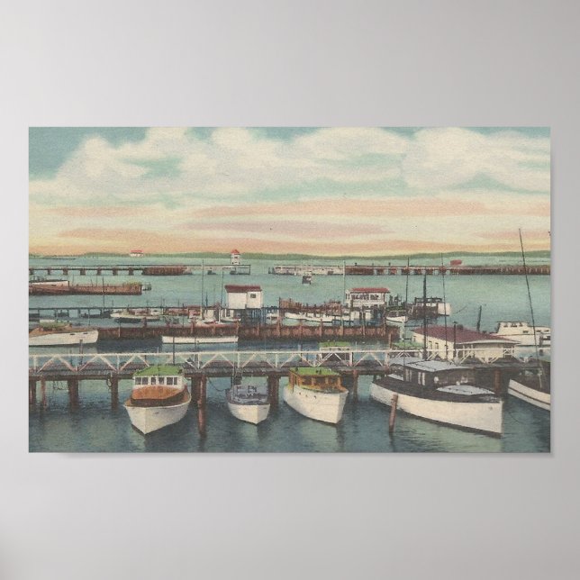 Affiche 1950 Ocean City, MD Charter Fishing Boat Dock (Devant)