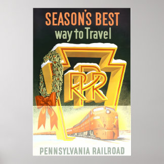 Affiche 1950s Pennsylvania Railroad Christmas Holiday