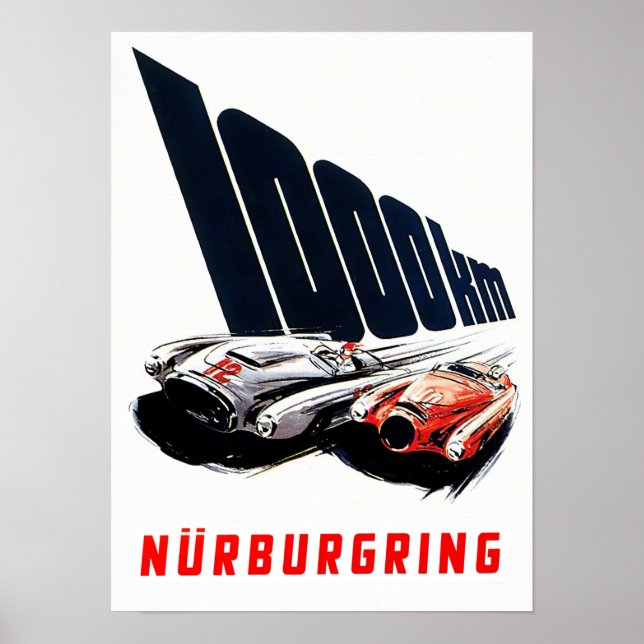 Affiche 1953 Nurburgring 1000km course vintage (Devant)