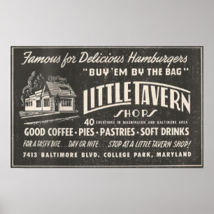 Affiche 1954 Ad LITTLE TAVERN shops in Maryland