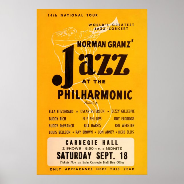 Affiche 1954 Jazz au Philharmonic - Carnegie Hall 2 (Devant)