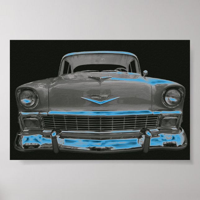 AFFICHE 1956 CHEVY "NEON BLUE GLOW" (Devant)