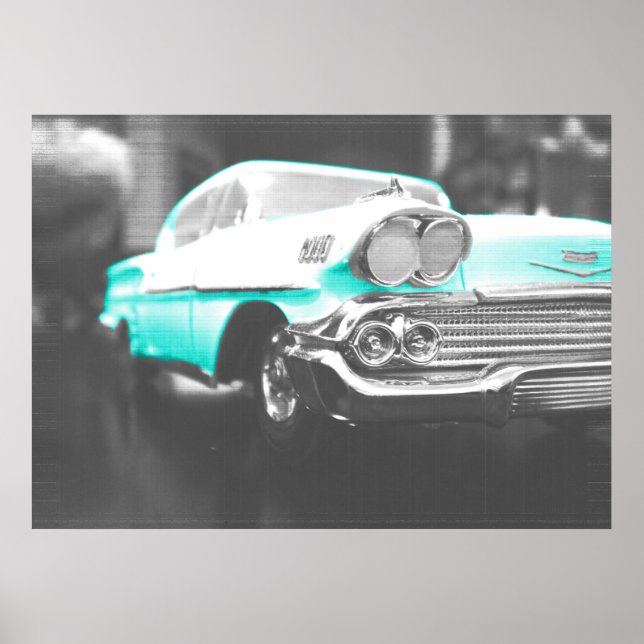 Affiche 1958 chevy impala bleu clair (Devant)