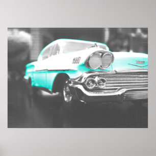 Affiche 1958 chevy impala bleu vif