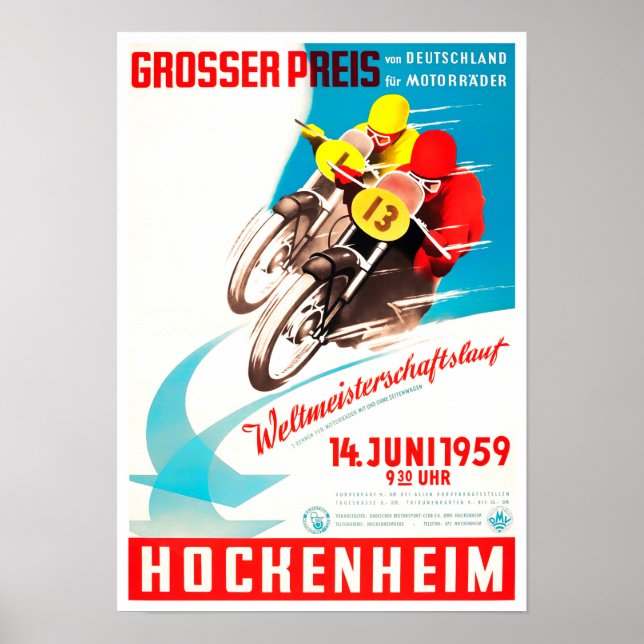 Affiche 1959 Hockenheim Motorcycles Grand Prix (Devant)