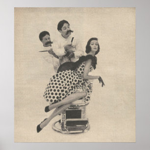 Affiche 1960 Barber Shop Beauté Mode