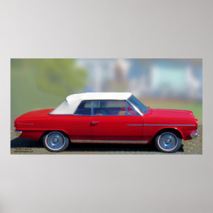 AFFICHE 1964 CONVERTIBLE AMÉRICAINE DE RANDONNEUR