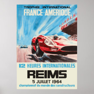 Affiche 1964 Reims 12 heures International France America