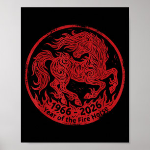 Affiche 1966 2026 Année du Cheval de Feu 60e Anniversaire