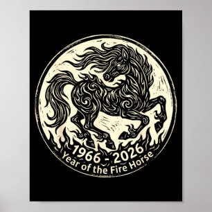 Affiche 1966 2026 année du cheval de feu zodiaque chinois1