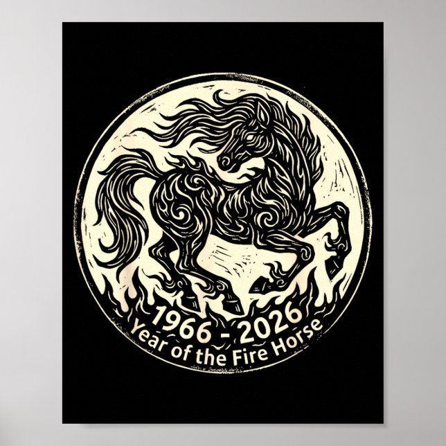 Affiche 1966 2026 année du cheval de feu zodiaque chinois1 (Devant)