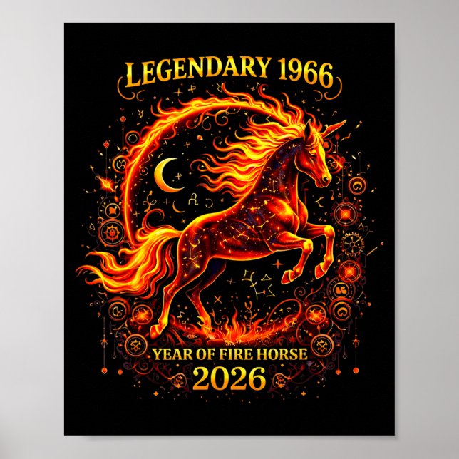 Affiche 1966 Année du Cheval de Feu 60e Anniversaire Chino (Devant)