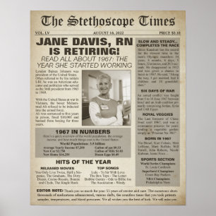 Affiche 1967 Stethoscope Times for Nurse Retirement Party