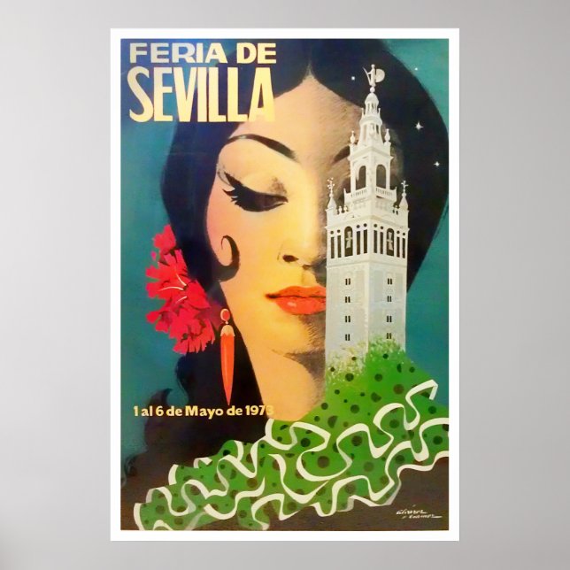 Affiche 1973 Séville Espagne Feria de Sevilla vintage (Devant)