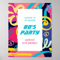 1980 Funky Bright Doodles Retro Birthday Party