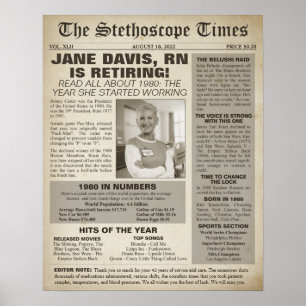 Affiche 1980 Stethoscope Times for Nurse Retirement Party