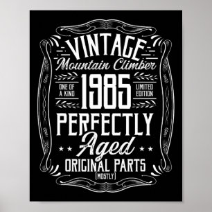 Affiche 1985 Vintage Randonnée Montagnes Randonneur Rétro